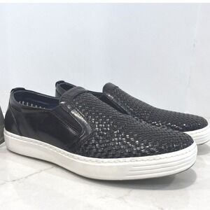 Spring Step Mens Sz 41‎ 8 8.5 DANIELO Slip On Sneaker Loafer Black Weave Leather